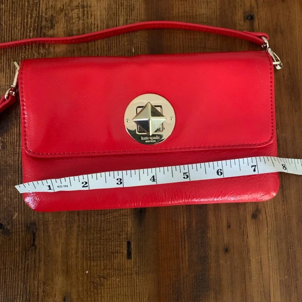 Kate Spade Red Fanfare Missy Patent Leather Clutch Crossbody Bag